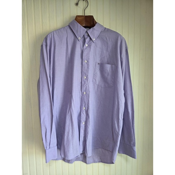 Tommy Hilfiger Shirt Mens XL Purple Button Down Long Sleeve Pocket Cotton Casual - Picture 2 of 8